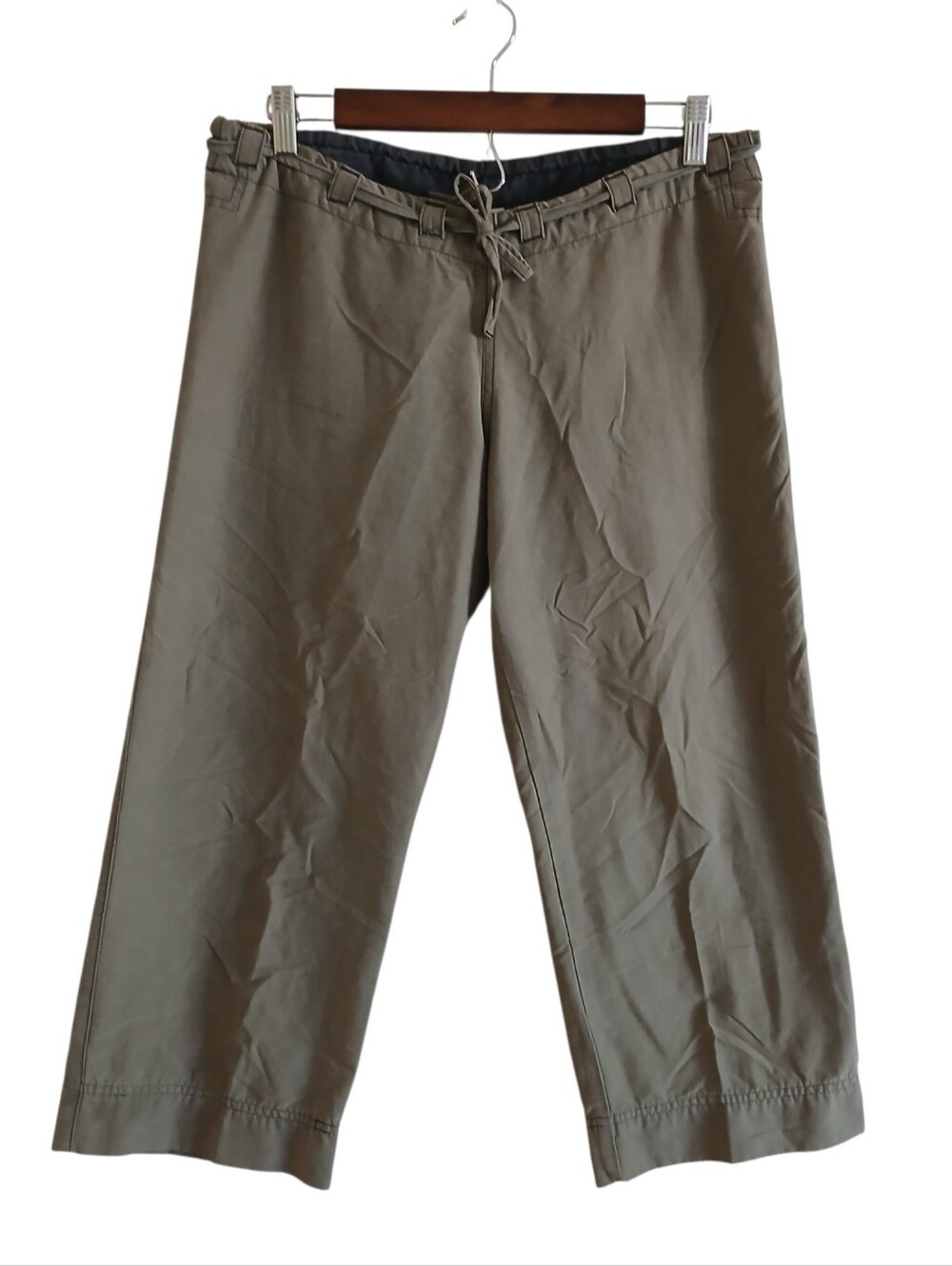 Vintage PRANA Breathe Low Rise Wide Leg Gaucho Capri Pants S Olive Y2K Punk Rock